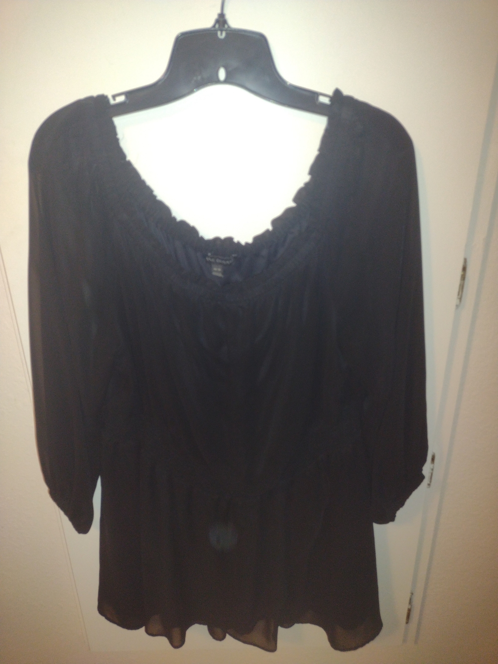 Lane Bryant Black Ruffled Neck Blouse